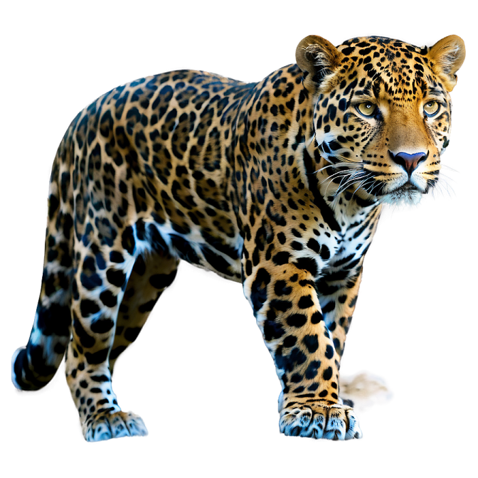 a close up of a leopard on a white background