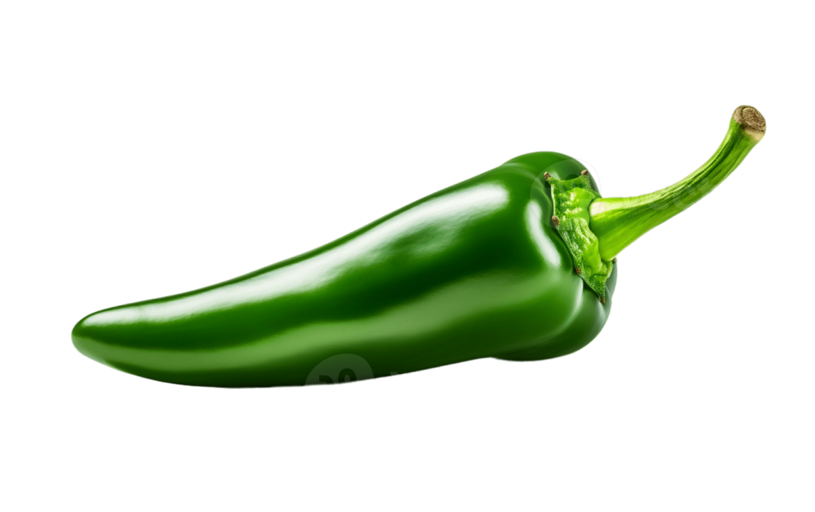 a green pepper on a white background
