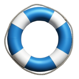 a blue and white life ring