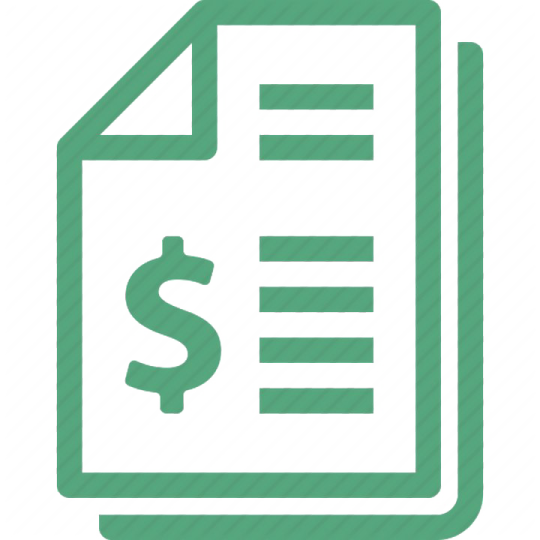 a document with a dollar symbol on it
