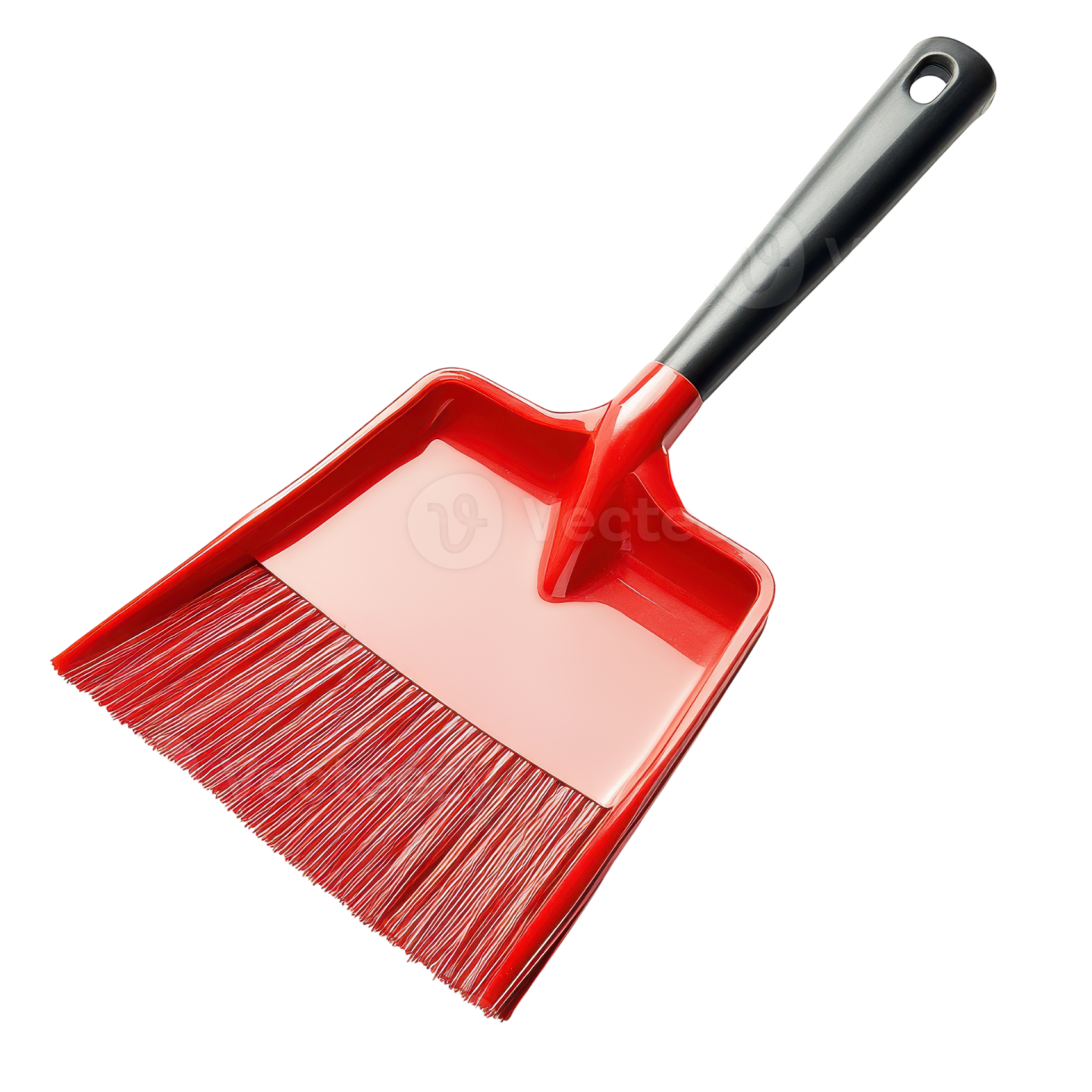 a red broom with black handle on a white background