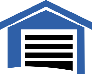 a blue house with a white roof