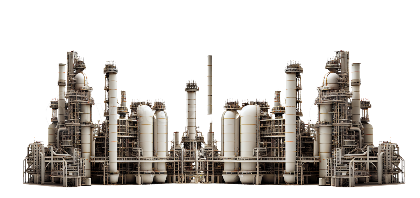 an image of a factory with many pipes