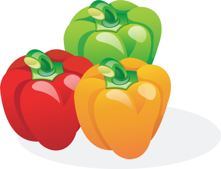 three peppers on a white background