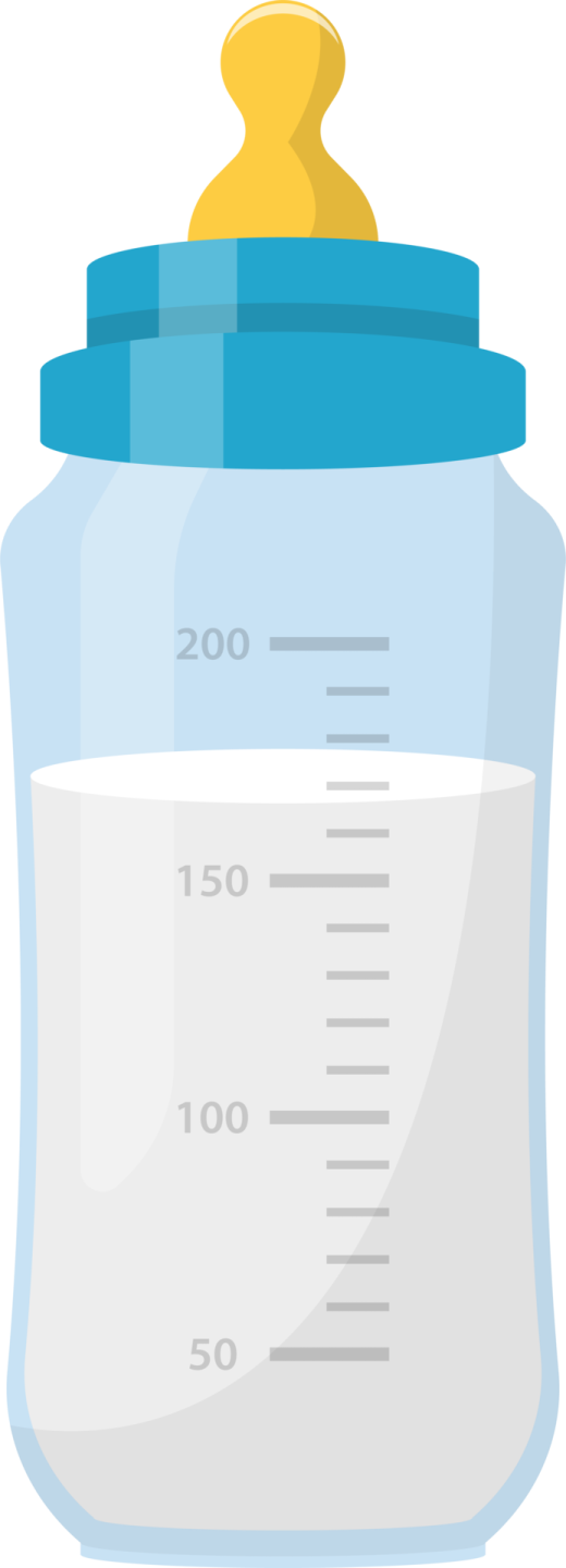 a baby bottle with a blue lid