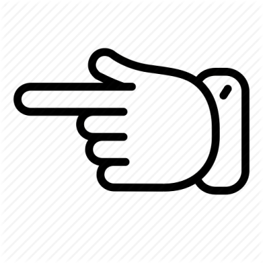 a black and white icon of a pointing finger