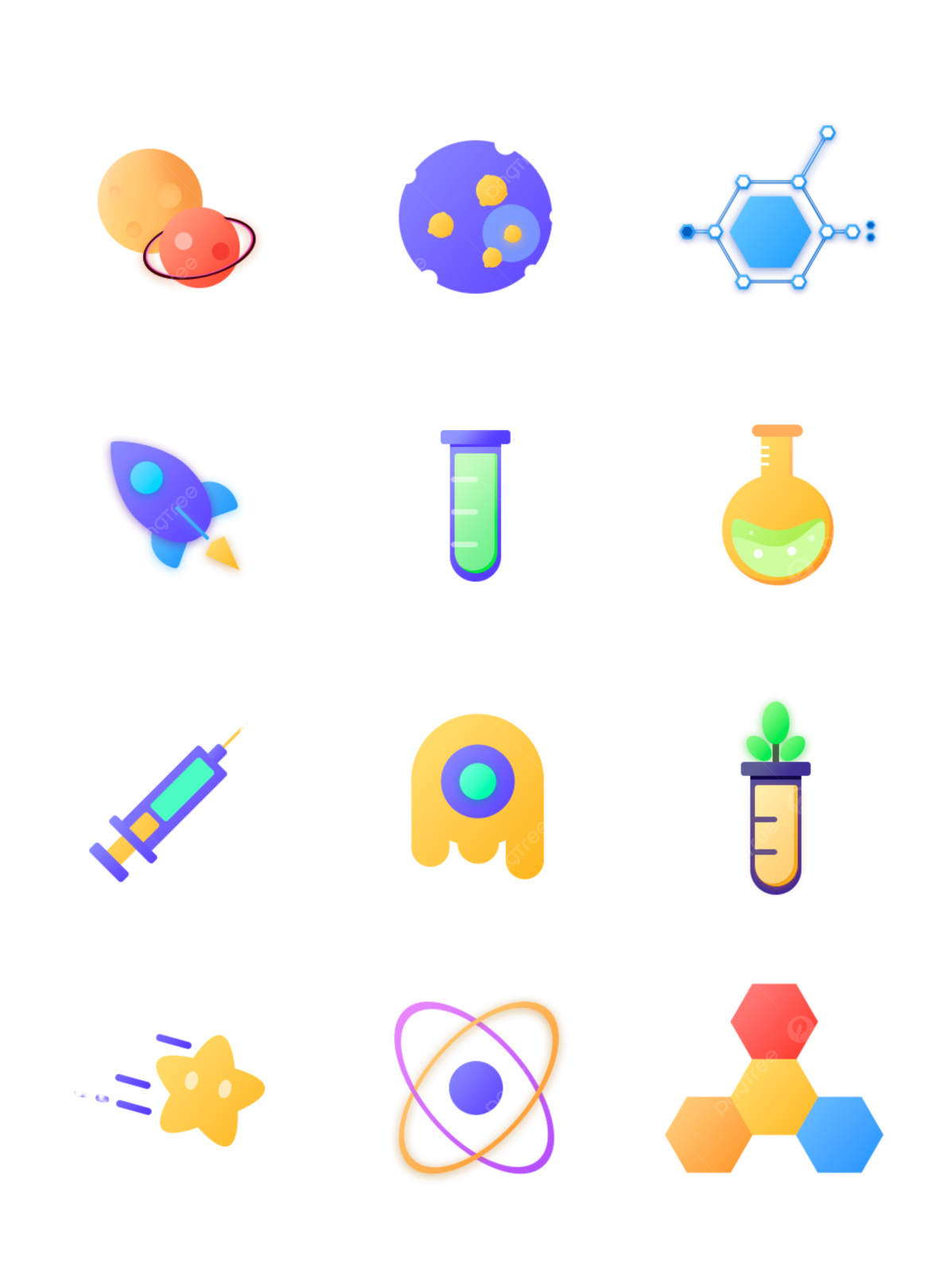 a bunch of different colored icons on a white background