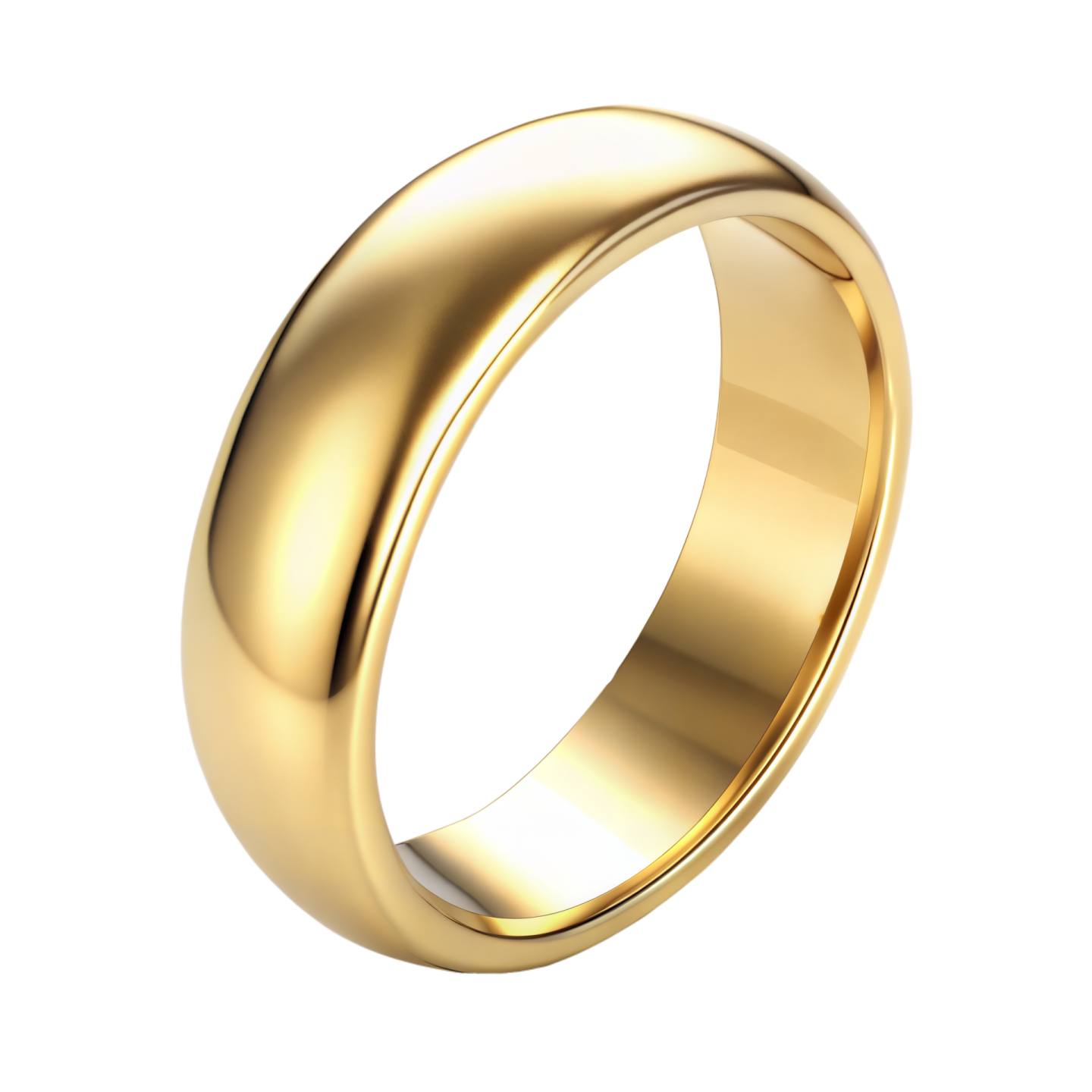 a gold wedding ring on a white background