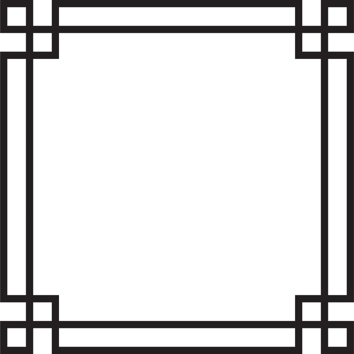 a black and white square frame on a white background