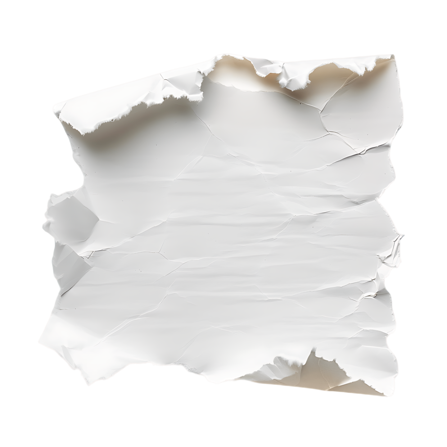 a piece of torn paper on a white background