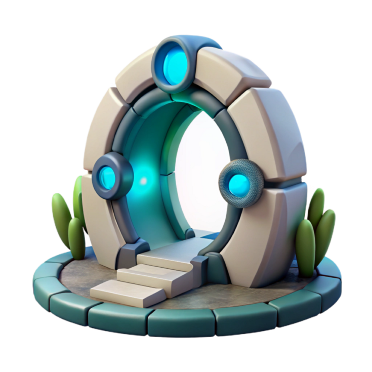a white and blue object with green accents