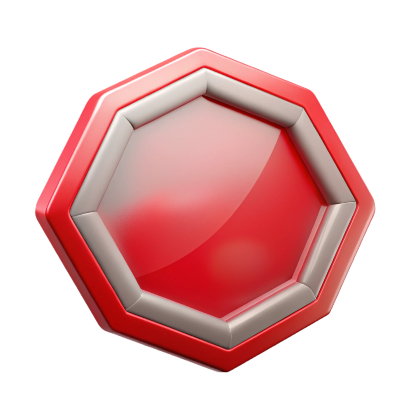 a red and gray hexagon on a white background