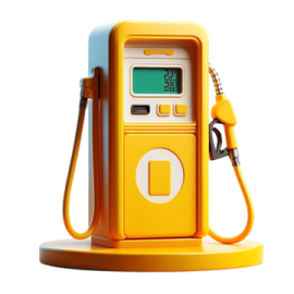 an orange gas pump on a white background