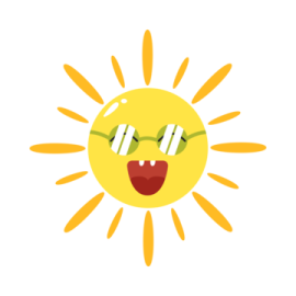 a cartoon sun with glasses on it
