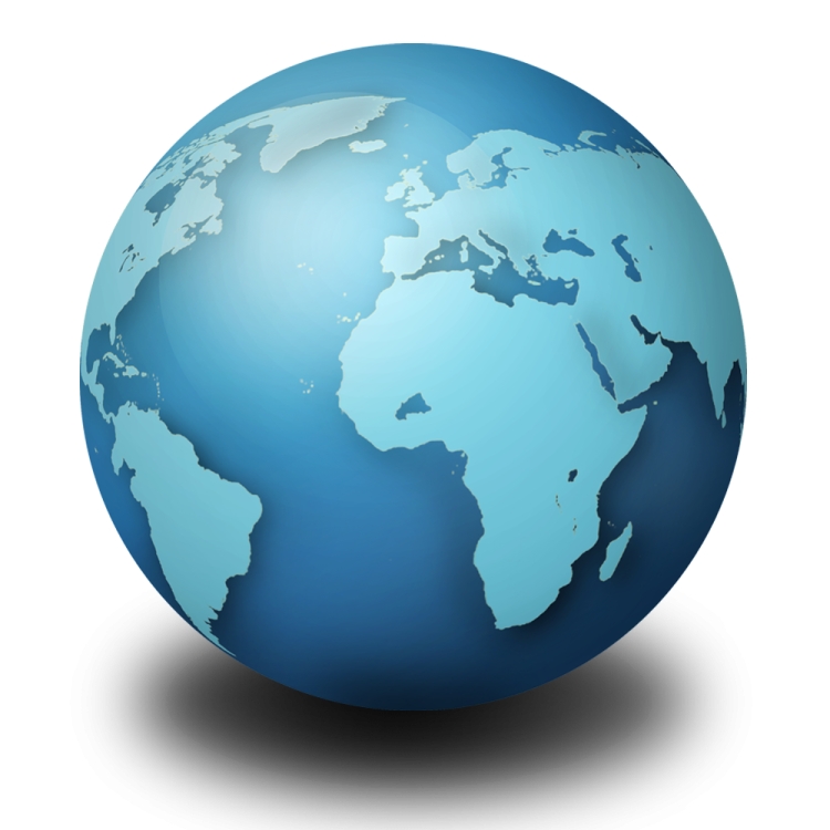 a blue globe on a white background