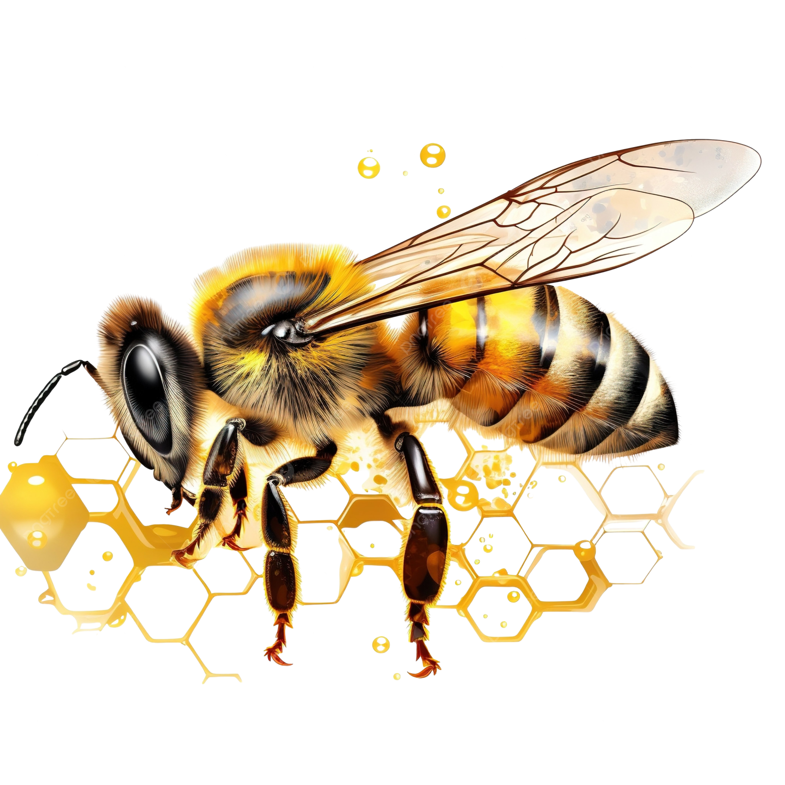 a bee with honeys on it's back