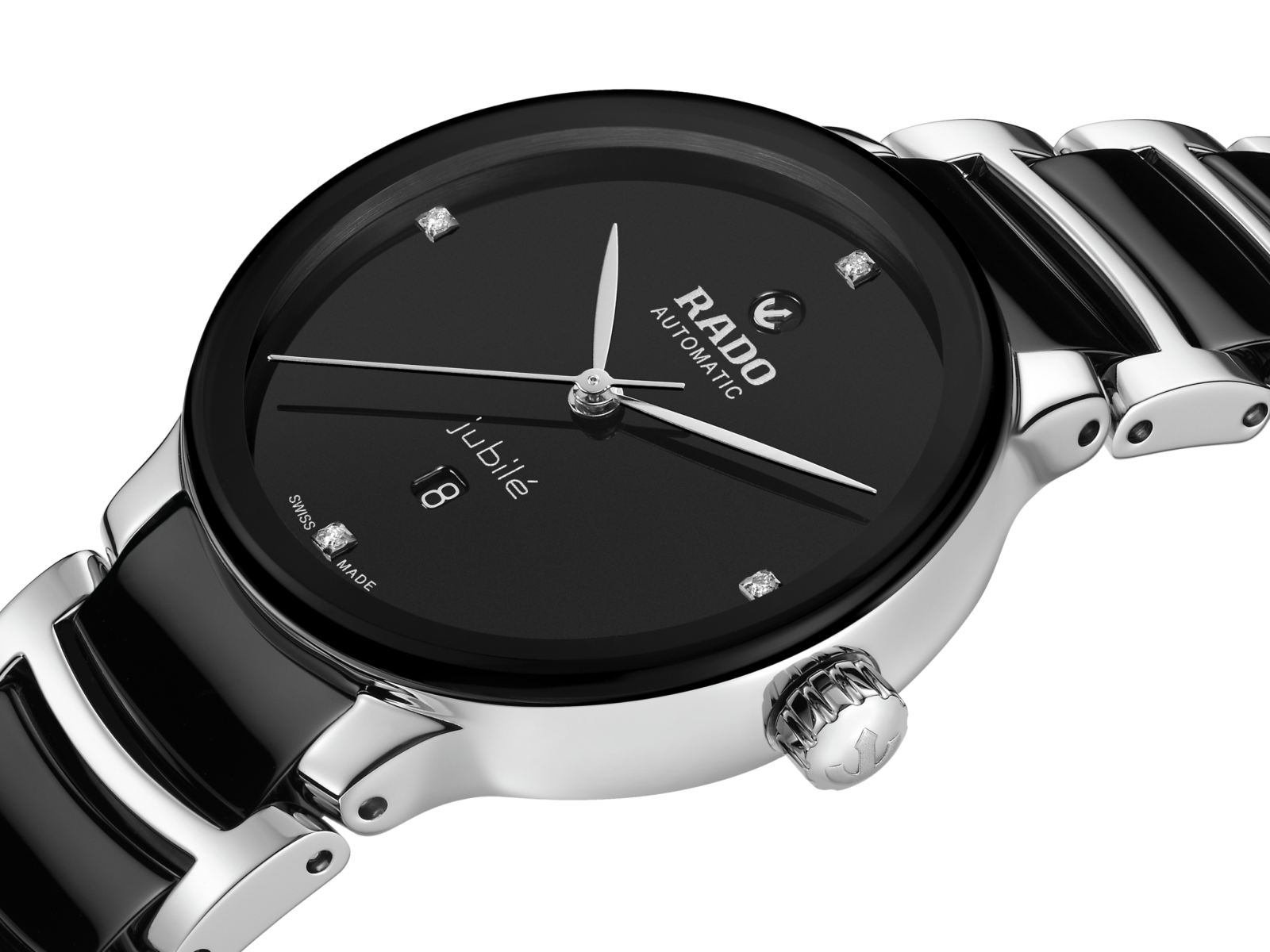 a black and silver watch on a white background