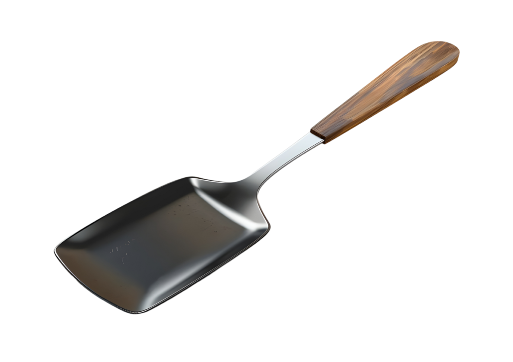 a frying pan with a wooden handle