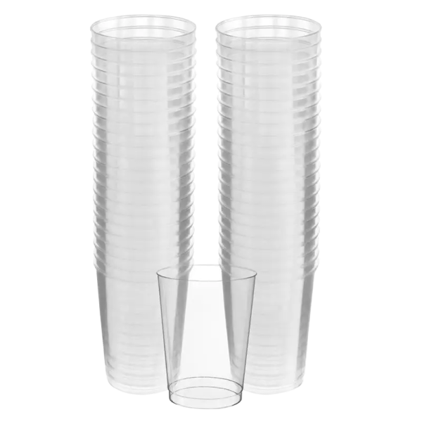 a pair of clear plastic cups on a white background
