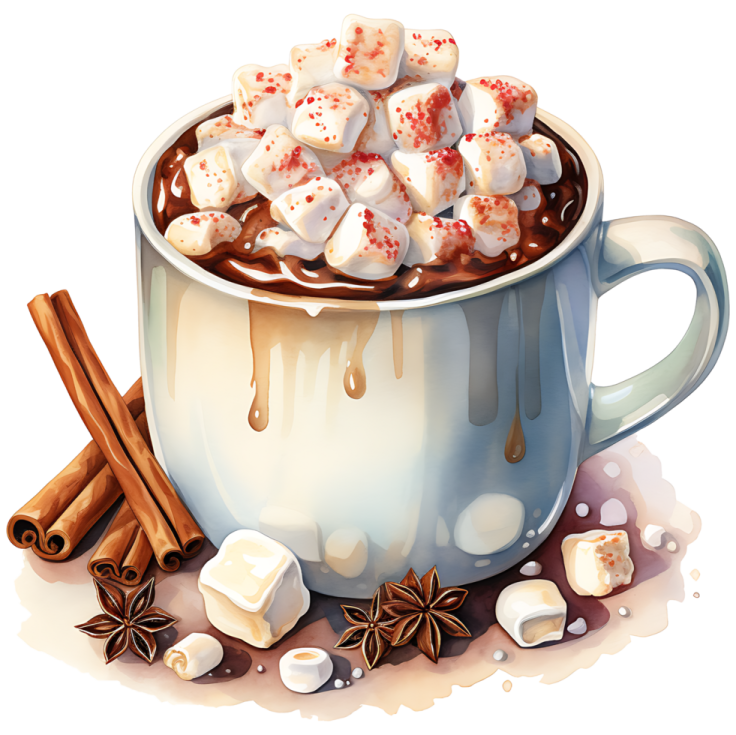 a cup filled with hot chocolate and marsh