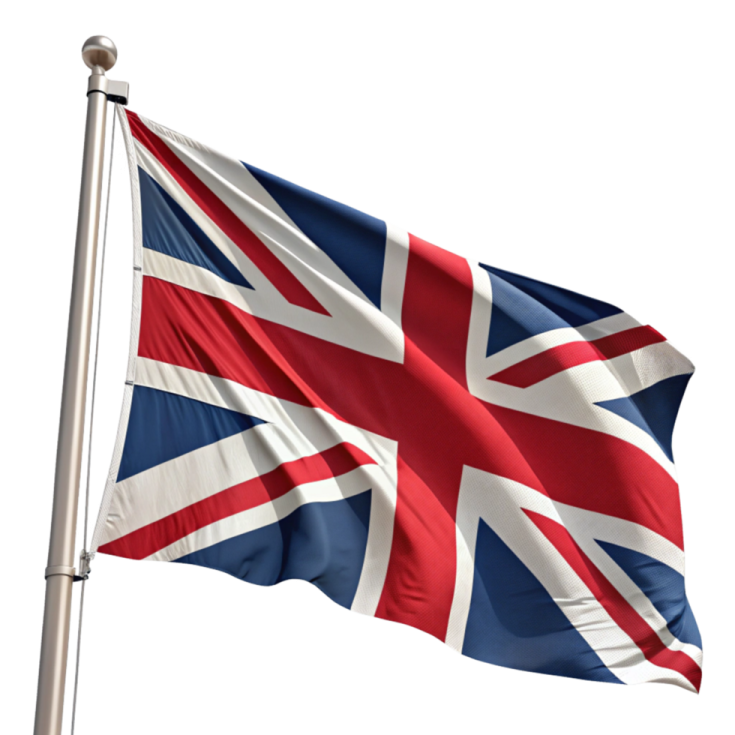 a british flag flying in the wind