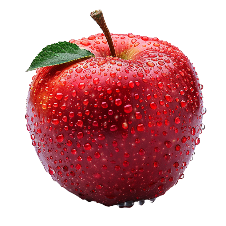 an apple with water droplets on it