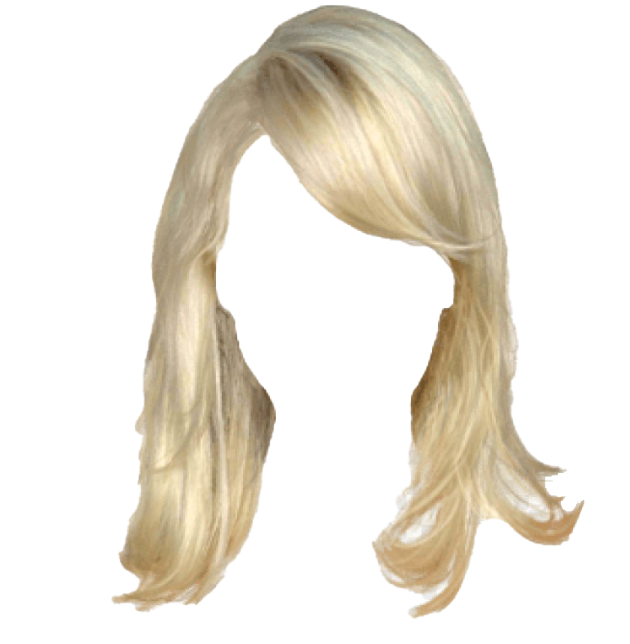 a blonde wig on a white background