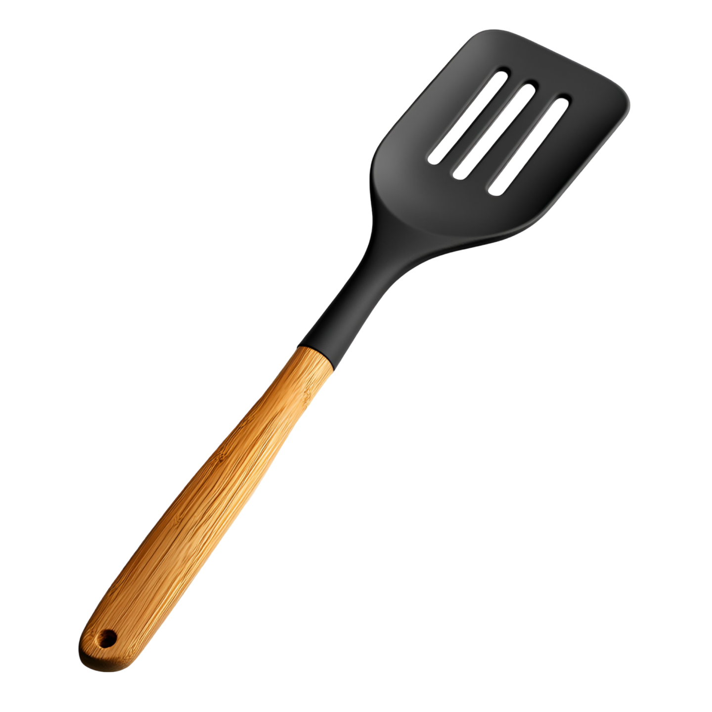 a black spat with wooden handle