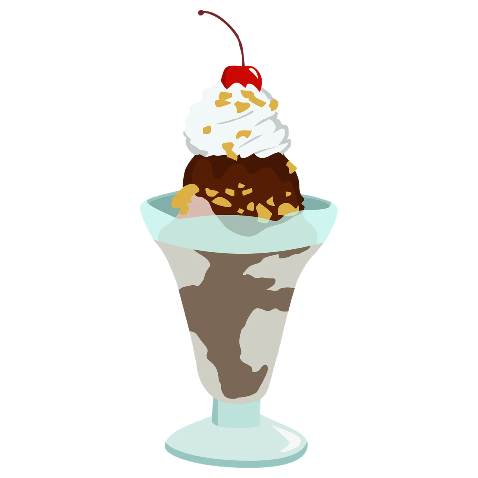 an ice cream sundae with a cherry on top