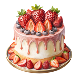 a cake with strawberries on top of it