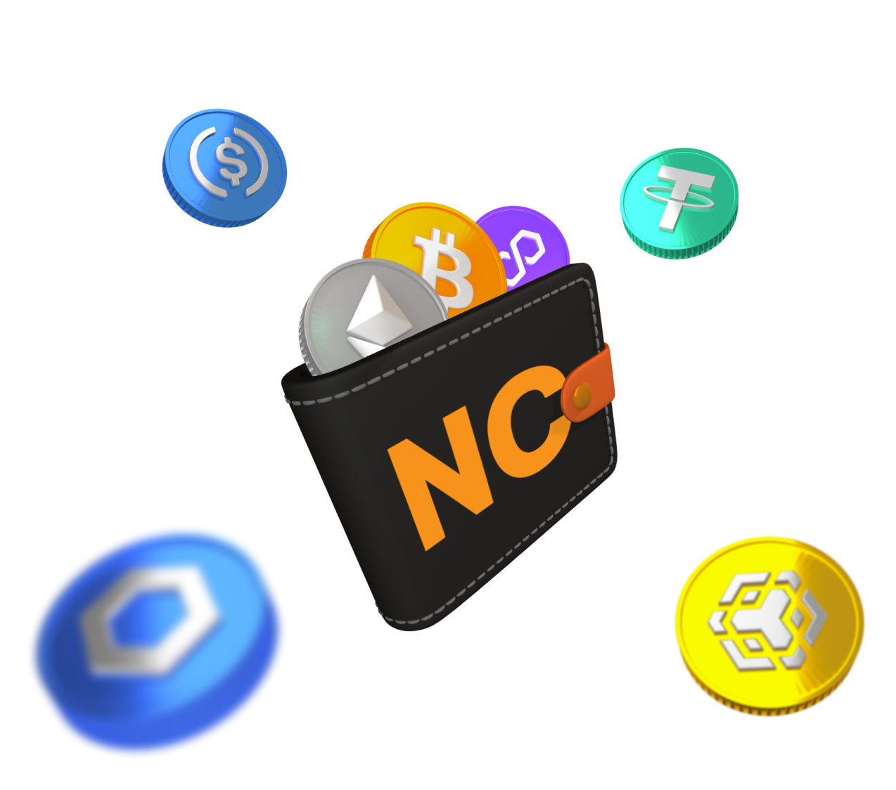 a wallet with coins flying out of it