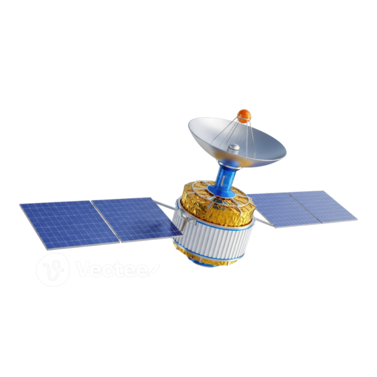 an image of a satellite with solar panels on it