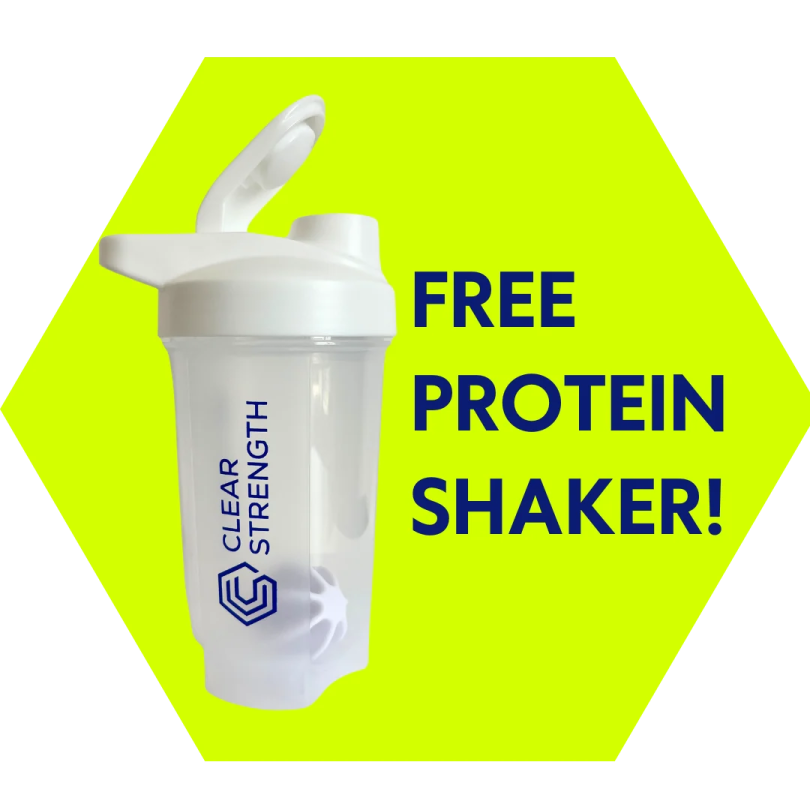 a baby bottle with the words re protein shaker