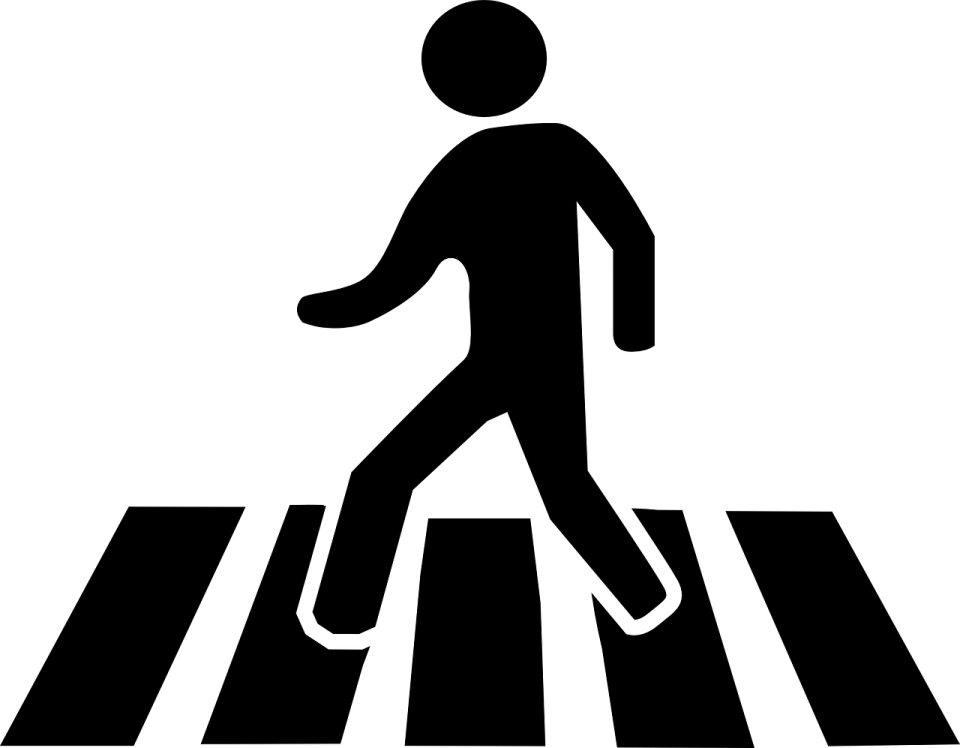 a black and white silhouette of a pedestrian crossing