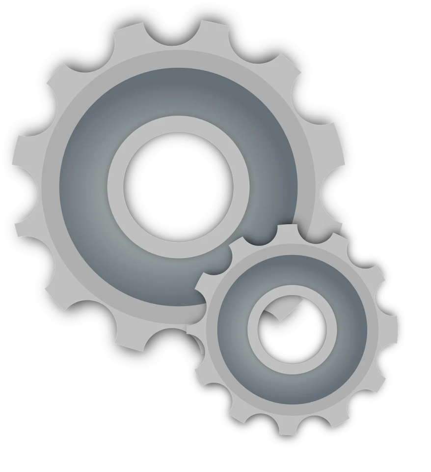 two gears on a white background