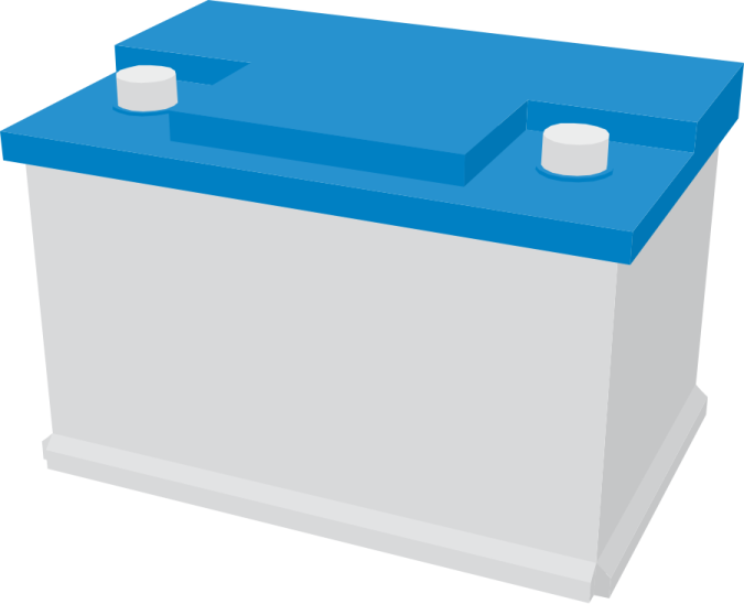 a blue and white car battery