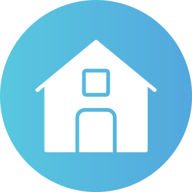 a house icon in a blue circle
