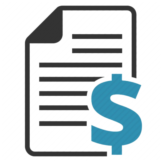 a document with a dollar symbol on it