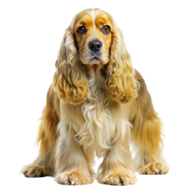 a brown and white dog with long hair