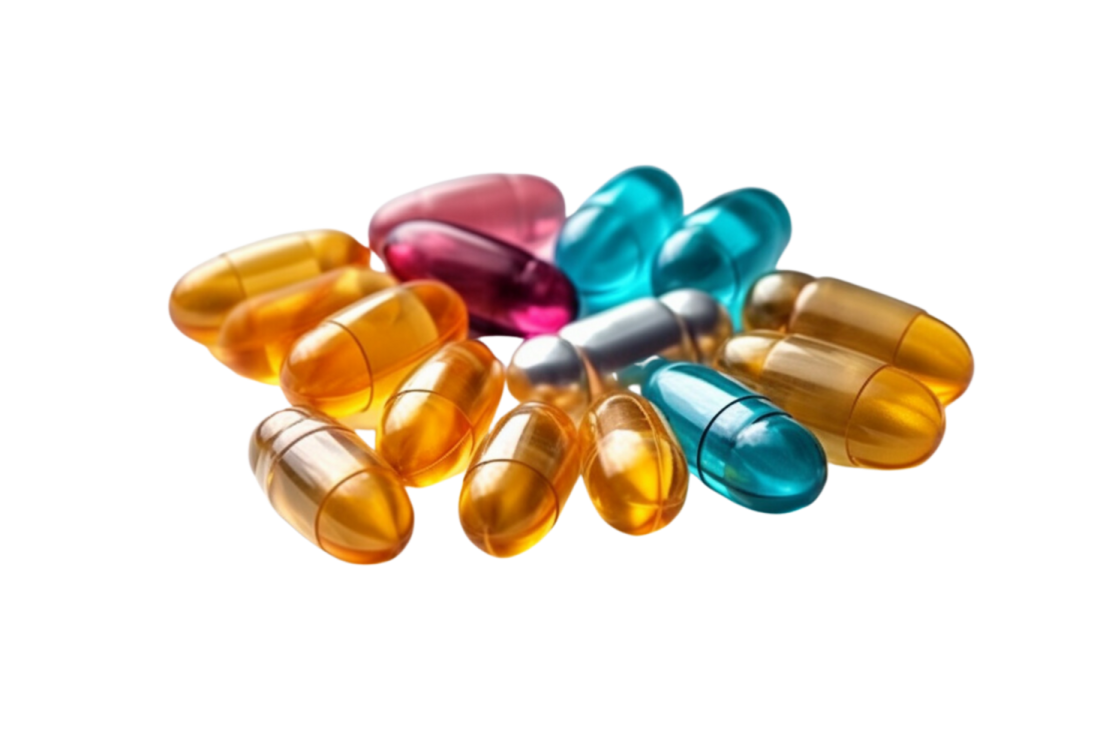 pills on a white background