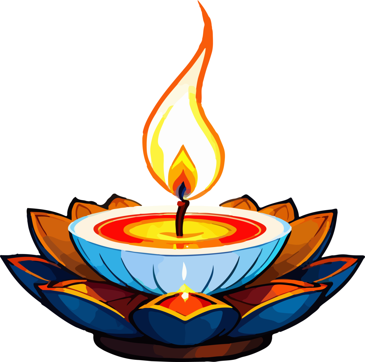 a burning candle on top of a lotus