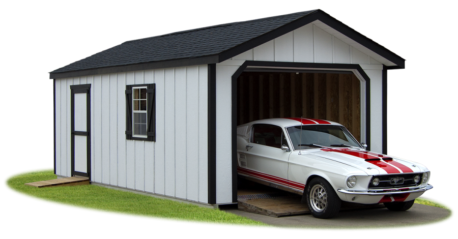 a car is parked in a garage