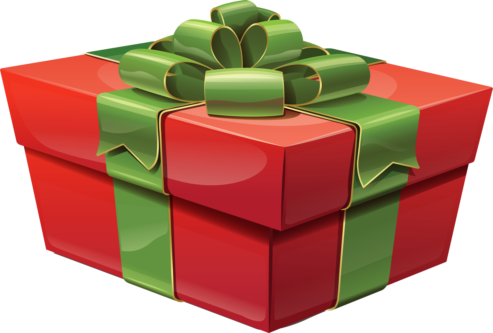 a red gift box with a green bow