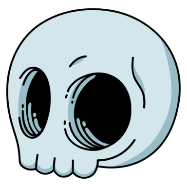 a cartoon skull with big eyes