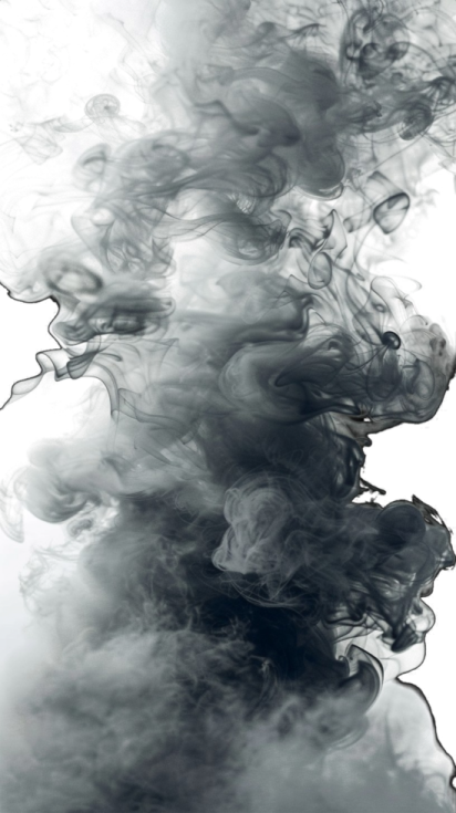 a black smoke cloud on a white background