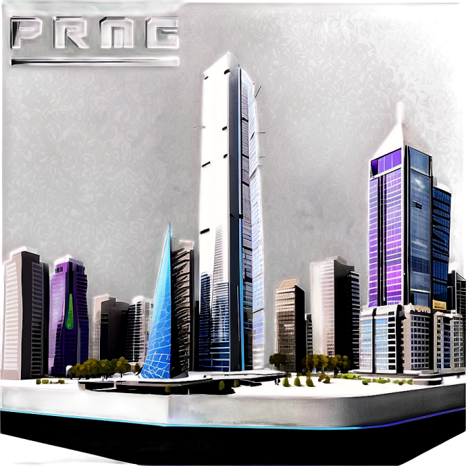 a drawing of a city with skyscrapers