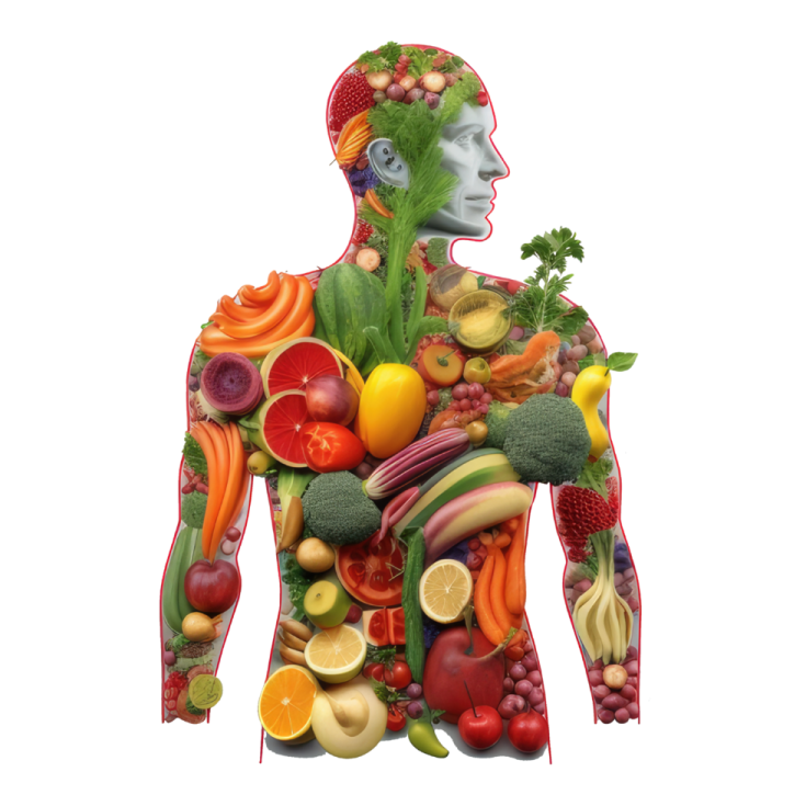 a man made up of fruits and vegetables