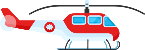 a red and white helicopter on a white background