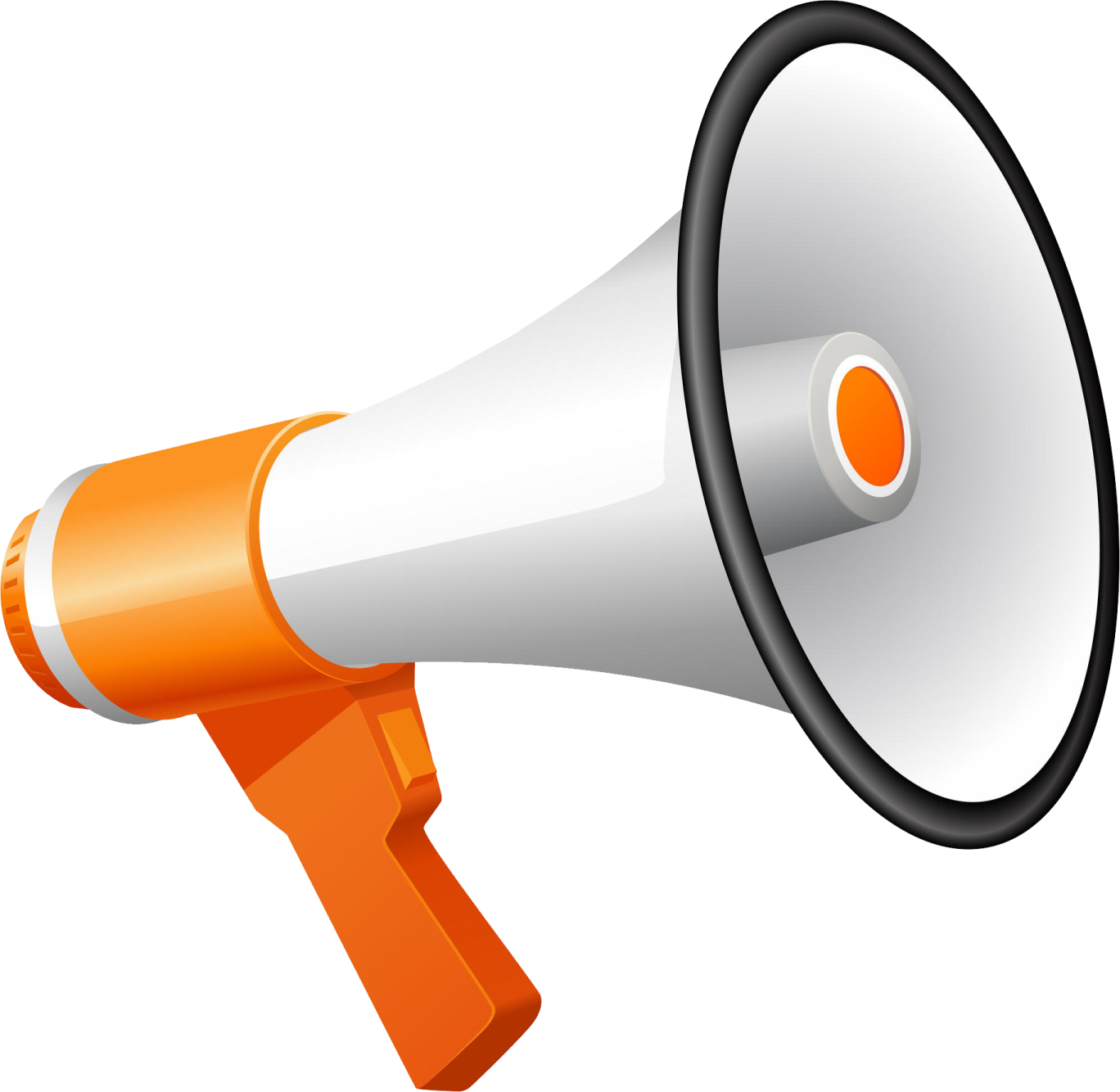 an orange and white megaphone on a white background