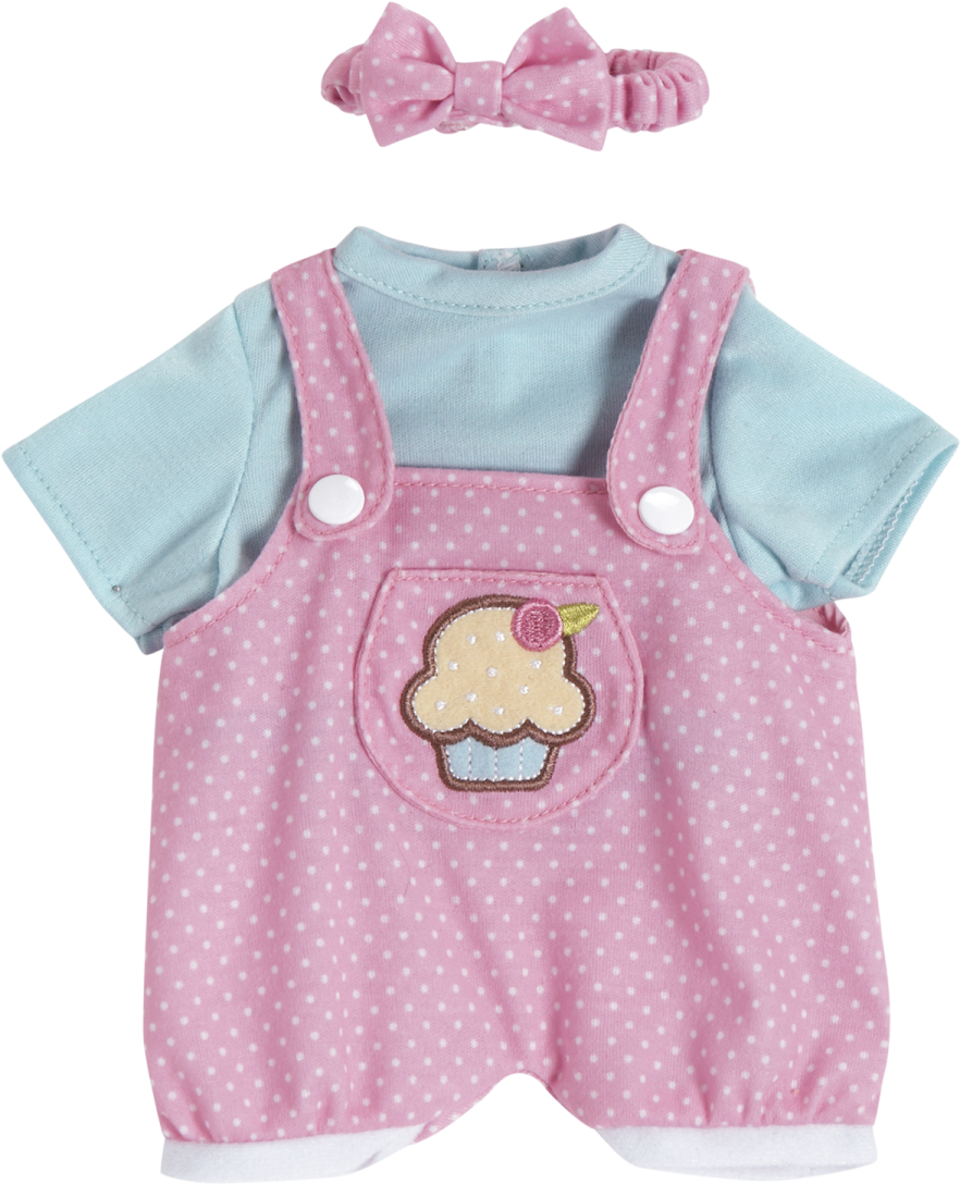 a baby girl's outfit with a cupcake on it